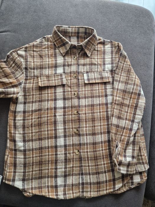 Дамска овърсайз риза кафява на каре