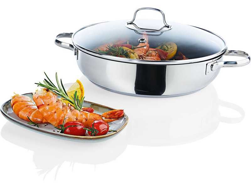 НОВИ! Тиган за задушаване 28см с капак съд за готвене