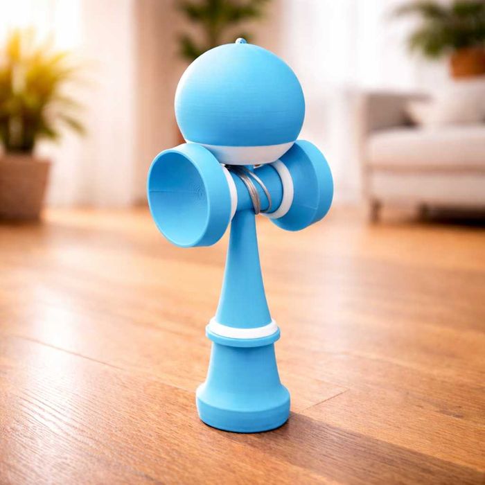 Kendama printata 3D, jucarie de indemanare si coordonare Albastru-Alb