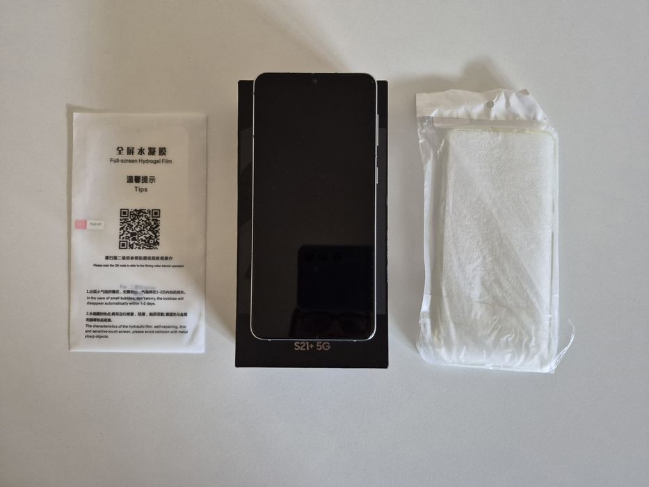 Samsung Galaxy s21+ 256GB с 2 нови протектора, калъф и допълнителна батерия