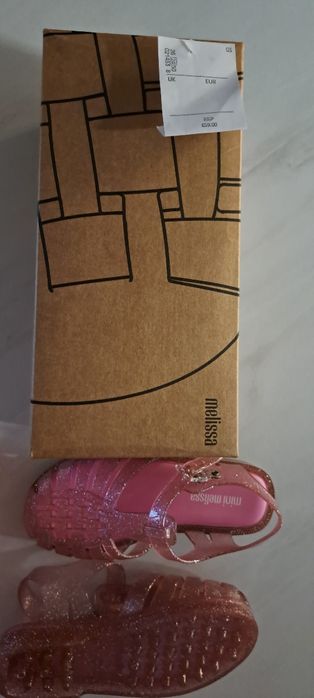 Sandale Mini Melissa Roz cu sclipici, parfumate, mar. 28-29, 11uk noi