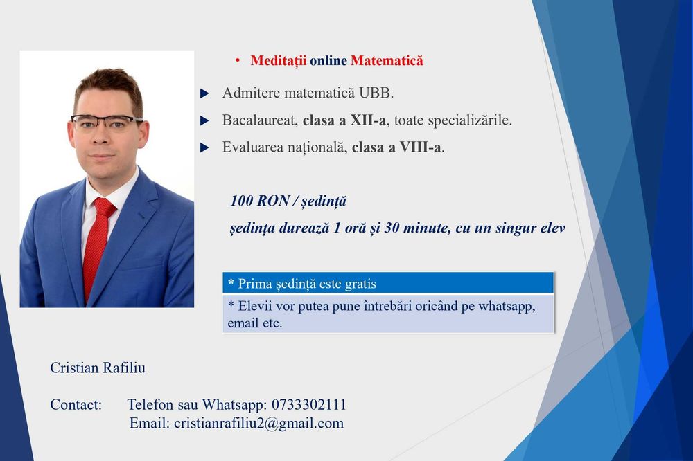 Meditatii individuale online Matematica EN, Bac Mate M1 și M2