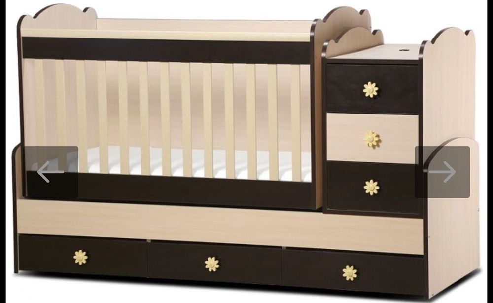 Детско легло кошара 3 в 1 с люлеещ механизм