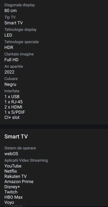 Tv LG smart Led Ful HD 80 CM + SUPORT DE PERETE