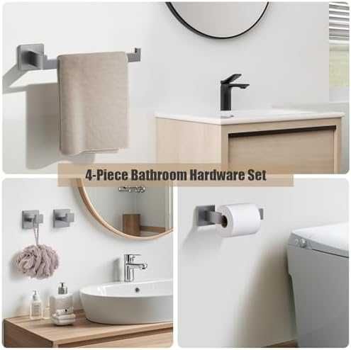 Нов Комплект аксесоари за баня 4 части неръждаема стомана 304 Поставка за хартия кърпа куки
