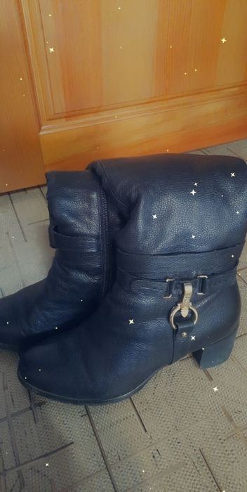 Кожанные зимние сапоги