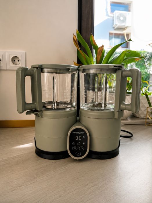 Robot pentru gatit Babymoov Nutribaby 4 in 1, cu panou central, din sticla si otel inoxidabil