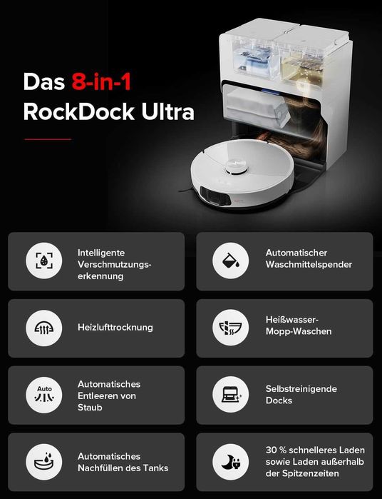 Нова AI Прахосмукачка Робот с Моп Xiaomi Roborock, S8 MaxV Ultra, 2 години Гаранция, 3D Мапинг, 5200 mAh, Сухо и Мокро Почистване