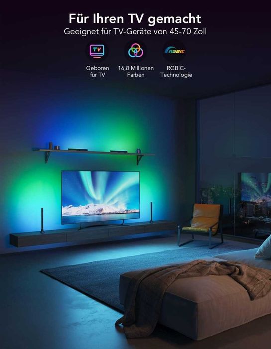 LED светлини Govee TV LIGHT BAR RGBIG  3 опции за поставяне
