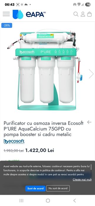 Osmoza inversa Ecosoft Pure cu pompa de presiune