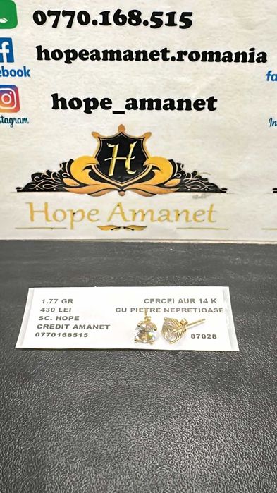 Hope Amanet P3 Cercei Aur 14k 1.77 GR
