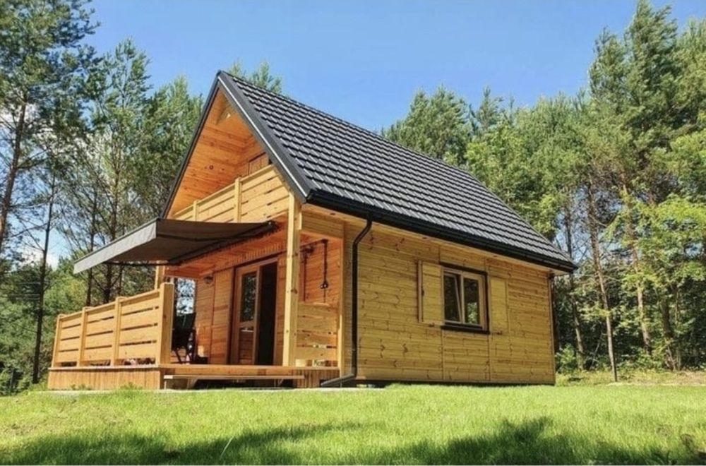 Vand casa modulara  cabana tip A frame din lemn uscat și tratat