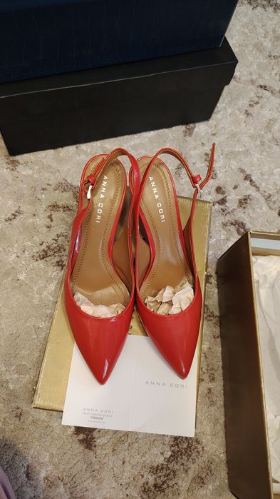 Pantofi Ana Cori, stiletto, corai, piele naturala, nr 39.ca noi!