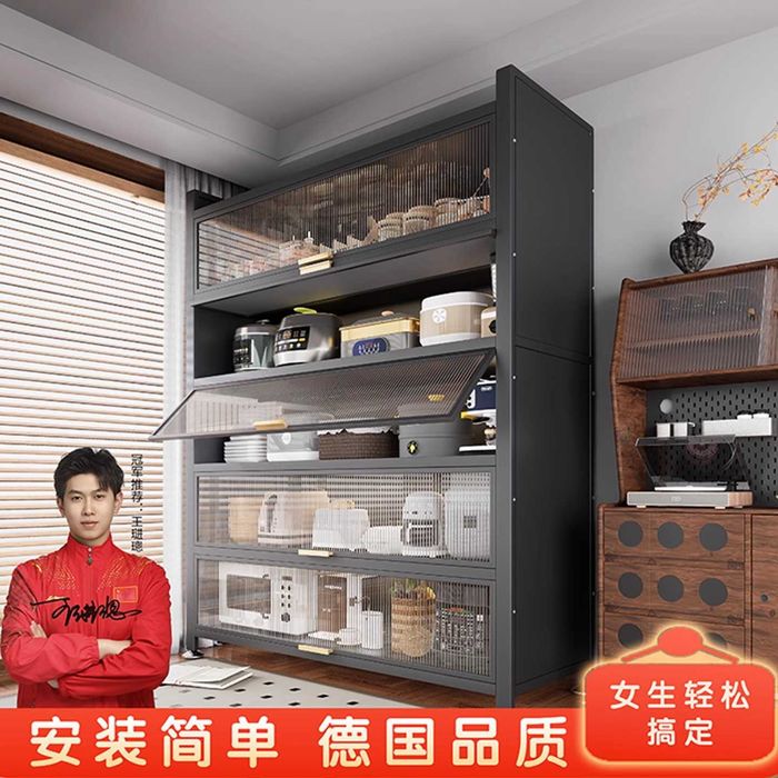 shkaf Qulay polkali, yuqoriga ochiladigan oshxona shkafi