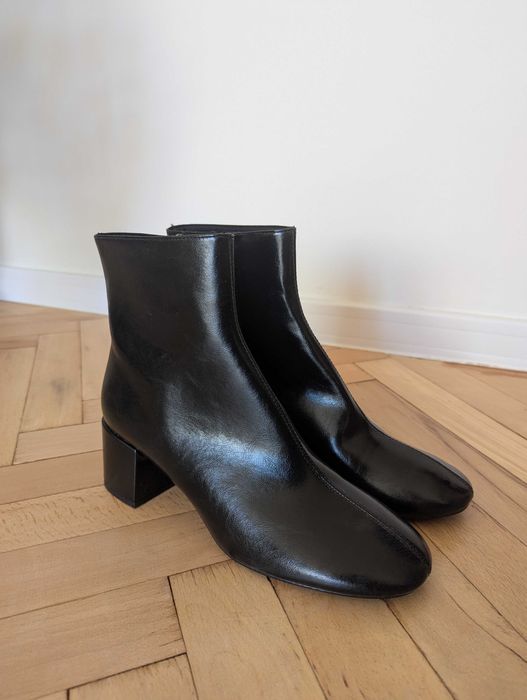 Кожени черни боти ZARA на нисък ток