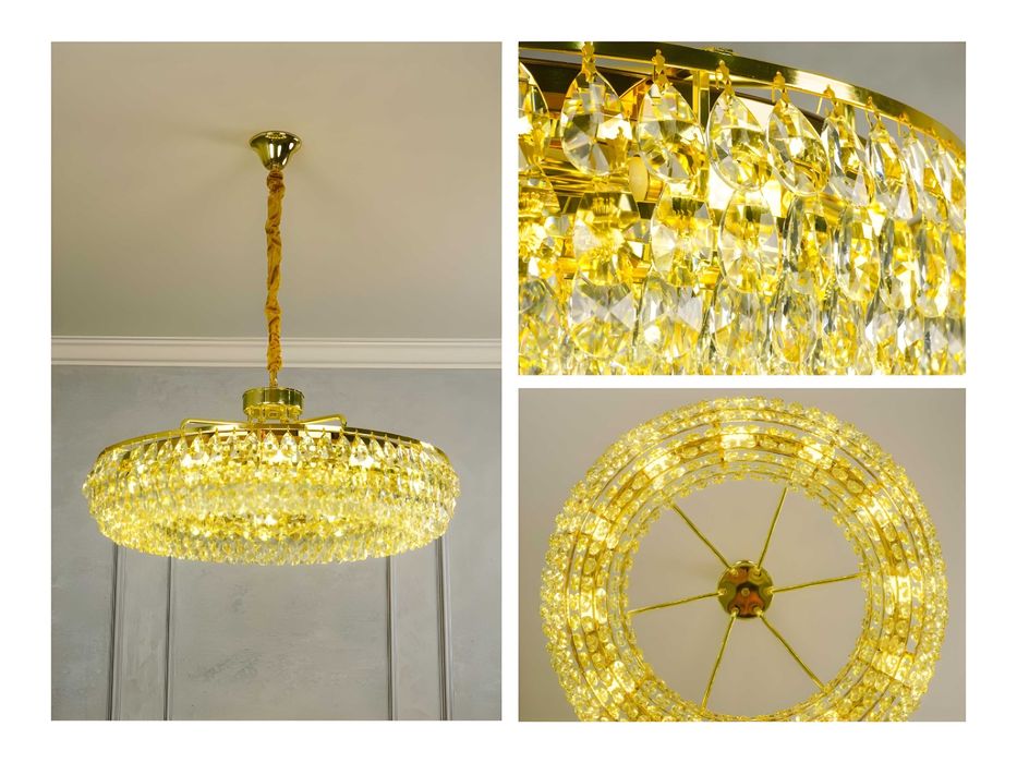 Люстра подвесная, хрустальная, с регулировкой высоты, круг и овал, Е14