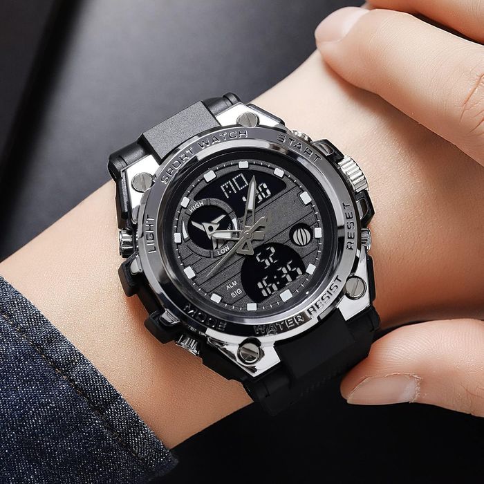 Ceas sport digital barbati, rezistent la apa, negru, Livrare Gratuita