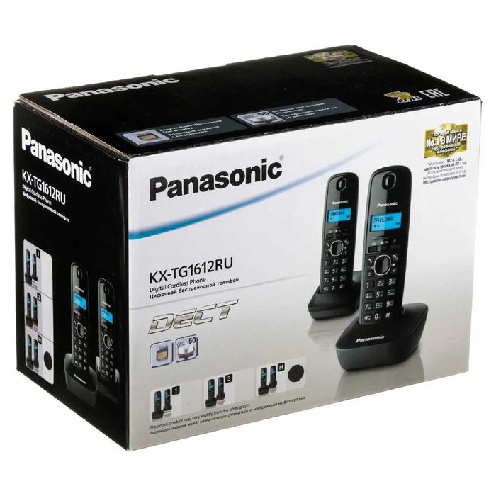 Радиотелефон Panasonic KX-TG1612CA, 2 трубки, DECT, АОН, Caller ID