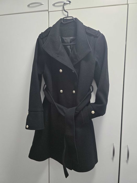 Дамско черно палто