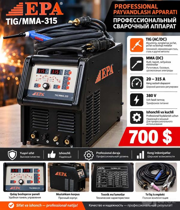 EPA TIG/MMA-315 professional payvandlash apparati