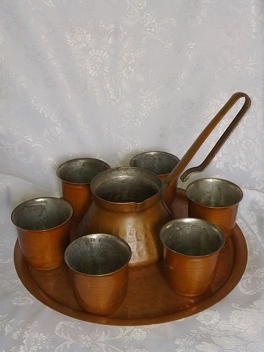 Стар Меден Сервиз за - Кафе , Вино, Ракия - 8 части