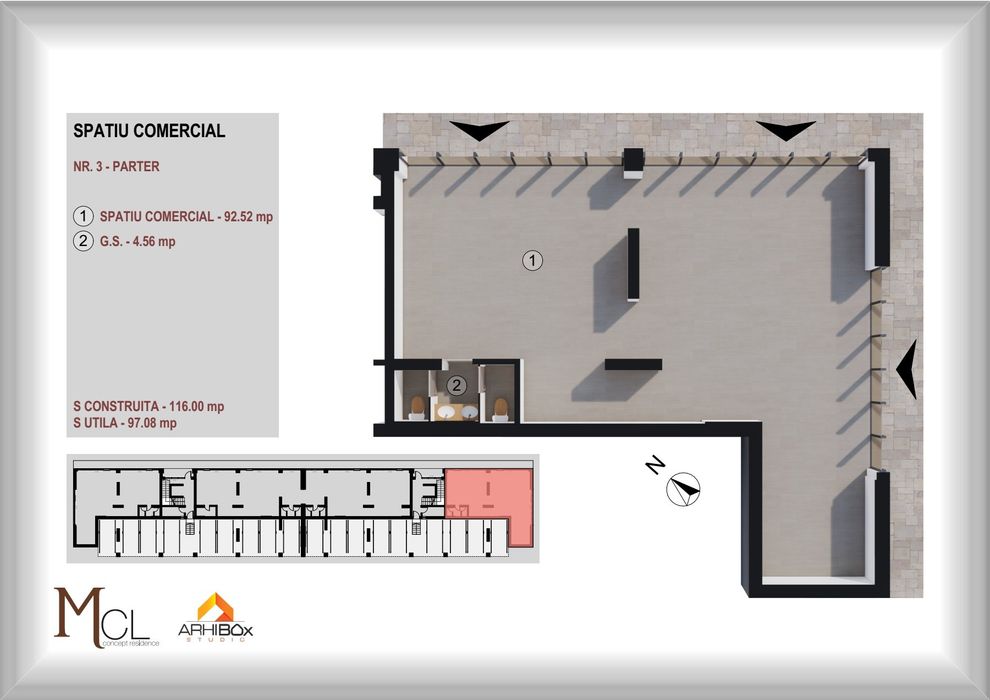 Spatii comerciale de vânzare:  116mpc - 248 mpc