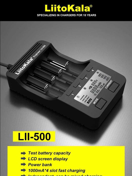 Incarcator LiitoKala Lii-600 18650,AA,AAA,Repara+Tester, Lii-500
