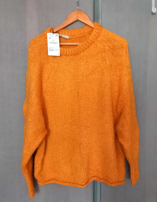 Дамски пуловер ZARA, цвят горчица, нов с етикет (M)