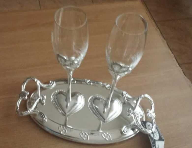 Pahare cu tava si rama foto argintate ,aduse din istambul.