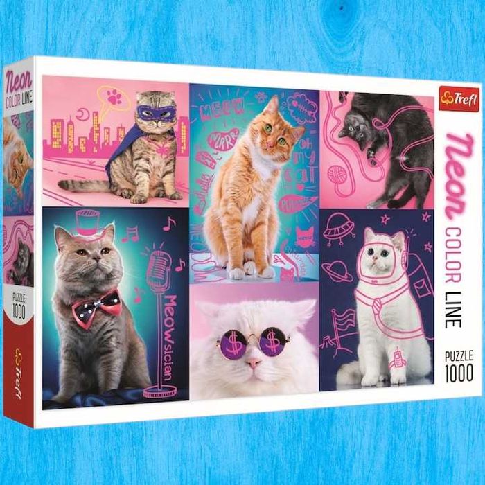 Puzzle Trefl, Super pisici neon, 1000 piese