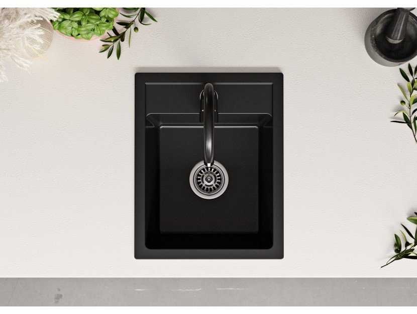 Кухненска Мивка от гранит модел Рига 40 XL 400 x 500 mm - Черна