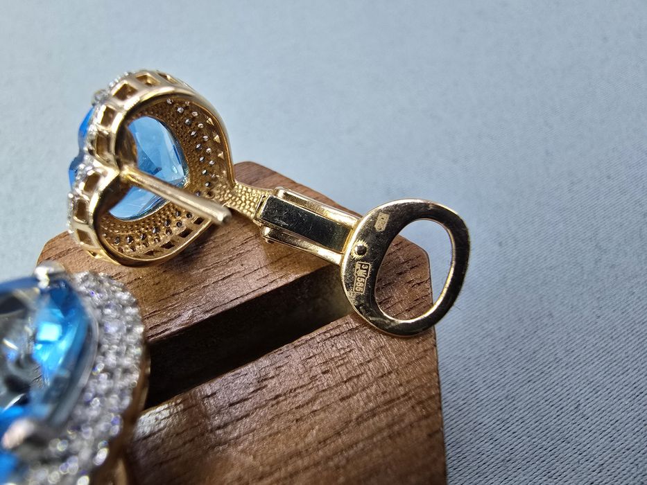 ‼️ Дамски Златни Обеци с Swiss Blue Topaz ‼️ - Заложна къща Бургас Галерия 65