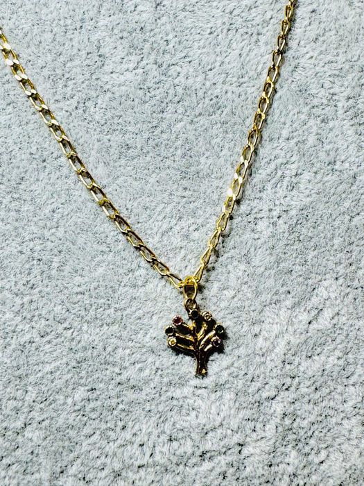 Lant aur galben cu pandantiv copac 14k