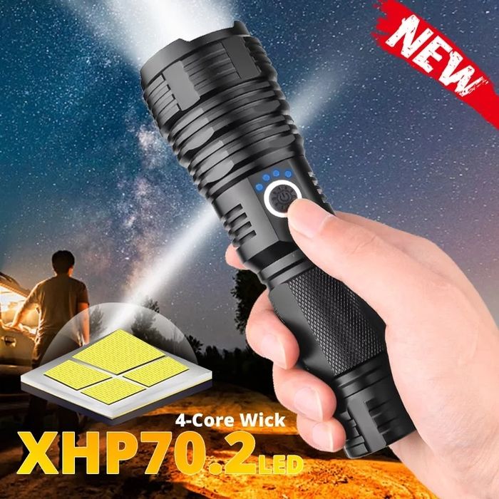 Lanterna Profesionala XHP70.2 Quad-core LED Cu Acumulator 26650!