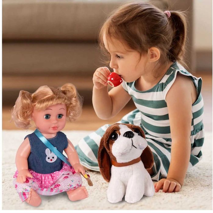 Кукла говори, пее с плюшено куче и лекарски комплект