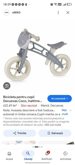 Bicicleta fara pedale pentru+3 ani noua cu eticheta perfecta pentru învățatul mersului pe bicicleta