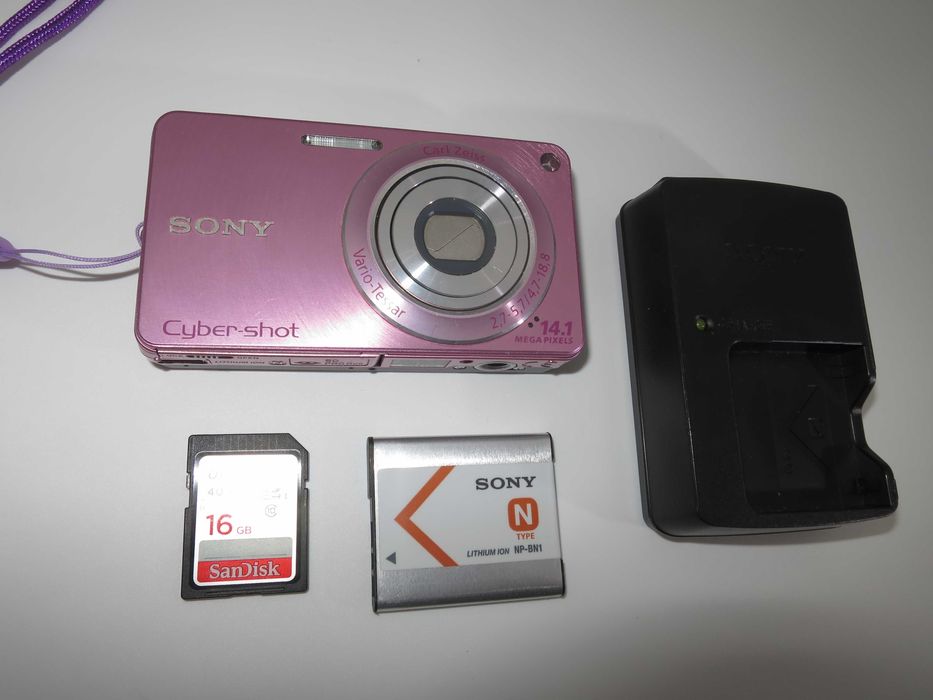 Sony Cyber-shot W350 ултра компактен фотоапарат розов цвят, дигитална камера, в отлично състояние, пълен комплект, тествана и работи перфектно