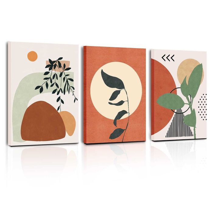 3x Picturi Boho, Modern, Abstract, Pânză, Tablou - 40x30 cm