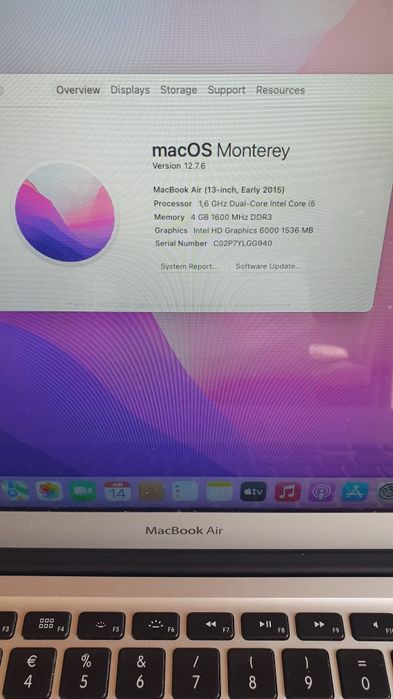 Macbook Air A1466/2015, 128 gb ssd