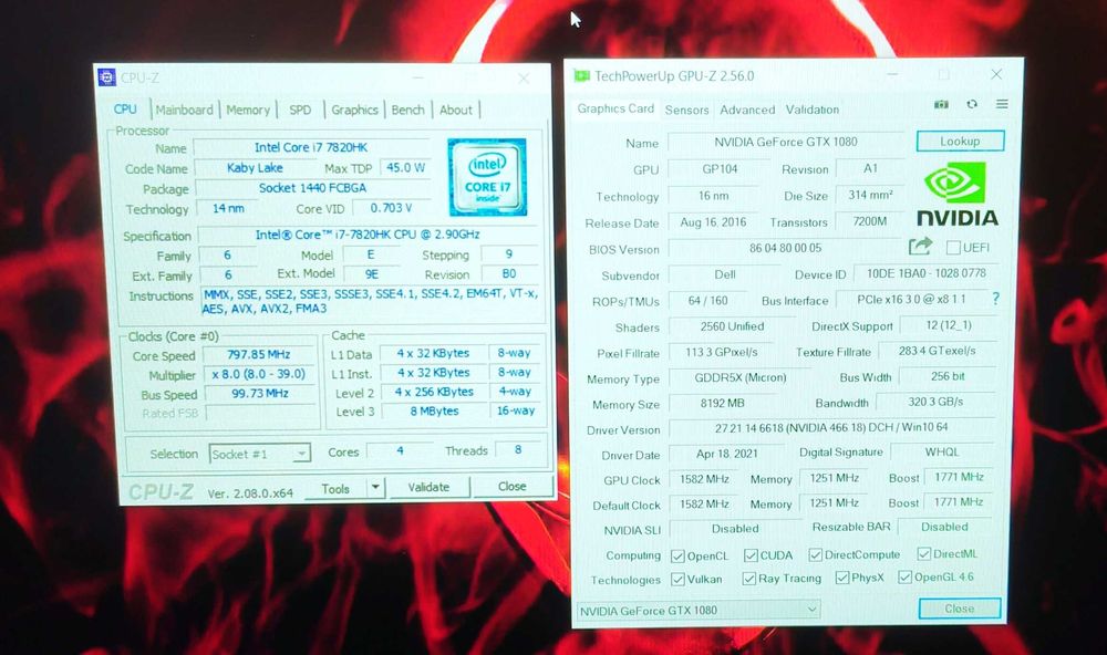 Alienware/Core i7-7820HK/GTX 1080 8GB 200W/16GB RAM/512G SSD/QHD 120hz