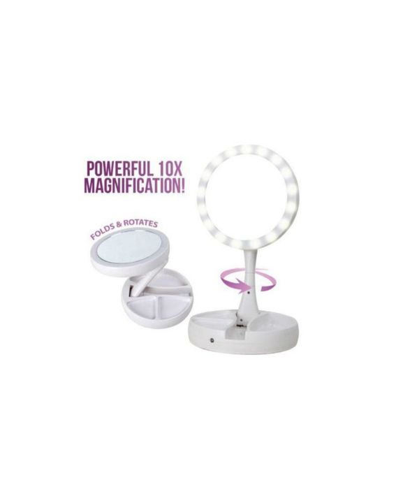 Друстранно Сгъваемо LED козметични огледало, 10х увеличение