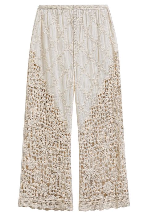 Pantaloni de vara cu insertii crosetate
