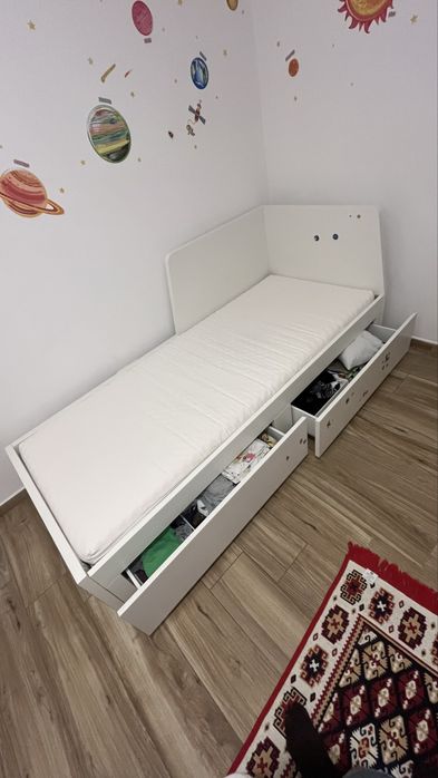 Pat copil Flekke 200x80 cu 1 saltea