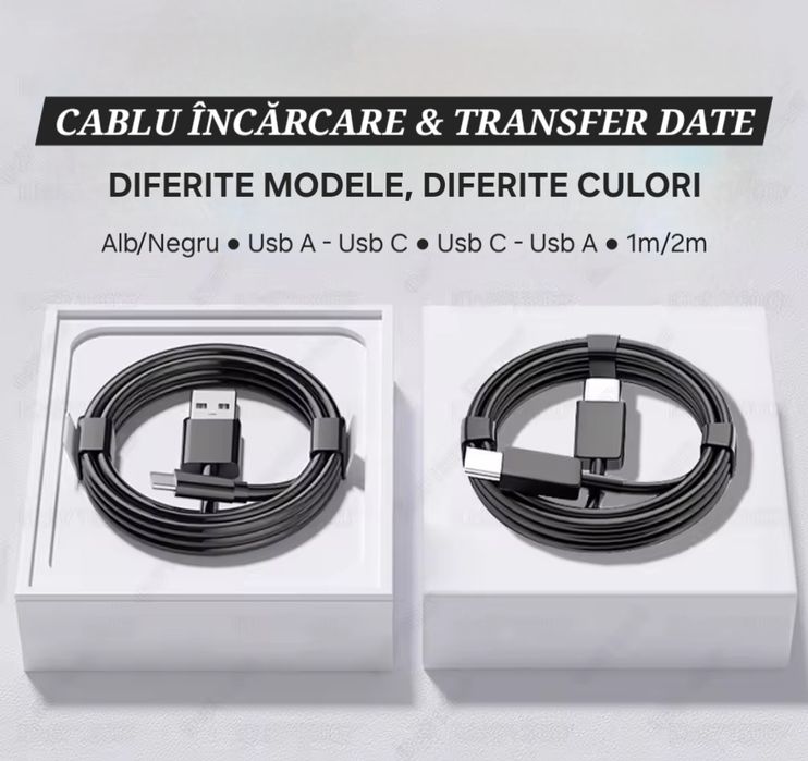 Cablu Încărcare+Date Usb/UsbC. Super Fast-Charge. 1Gb/30sec. Adaptiv.