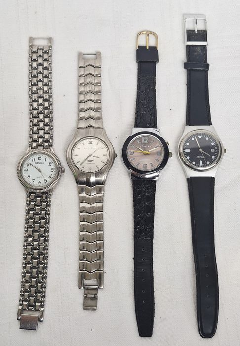 Lot 4 ceasuri de damă, Kontas, Charles Delon, Geneva cu quartz, din oțel inoxidabil si curea din piele.