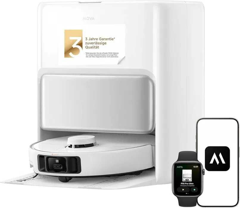 Mova P50 Pro Ultra робот прахосмукачка с моп, 19000Pa, 75°C моп с гореща вода, издърпваща се странична четка, LDS навигация, RGB AI+LED