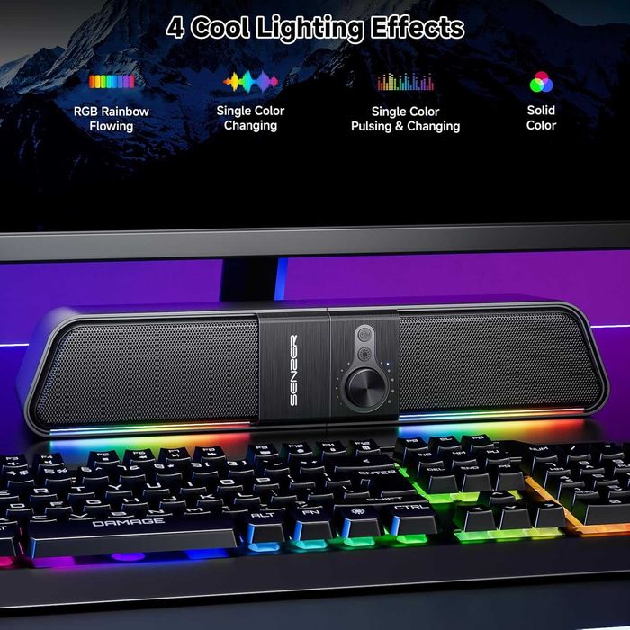 SENZER CS20 2 в 1 Bluetooth компютърни високоговорители за настолен компютър, USB Plug & Play