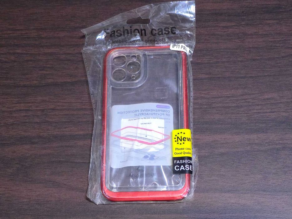 Husa hibrid OEM Fashion Case Clear 3 in 1 Case iPhone 11 Pro clear+red