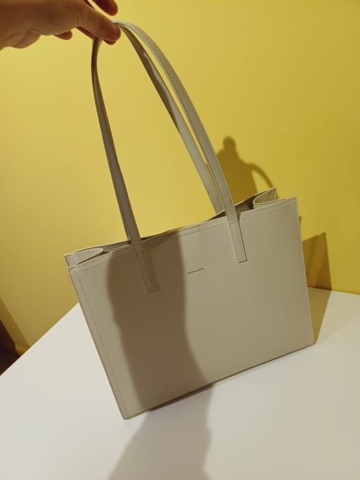 Сумка шоппер серая бежевая