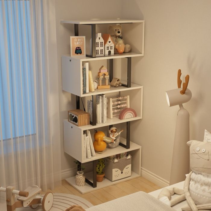 Стеллаж «Лабиринт» Белый/ ореховый